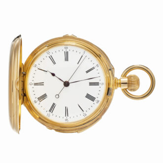Swiss gold minute repeater with 3 complications Circa 1880-83 Swiss gold minute repeater with 3 complications Circa 1880-83
