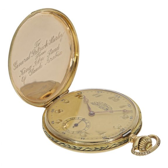 Swiss 14 carat gold historically interesting hunter cased watch Circa 1930 Swiss 14 carat gold historically interesting hunter cased watch Circa 1930