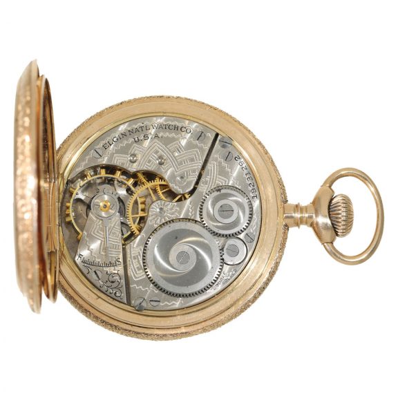 American 14 carat gold full hunter watch in splendour case Circa 1900 American 14 carat gold full hunter watch in splendour case Circa 1900