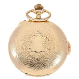 Swiss large pink gold hunter case repeater with chronograph Circa 1900