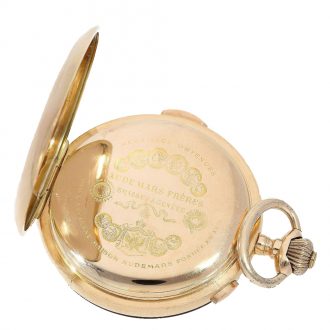 Swiss large pink gold hunter case repeater with chronograph Circa 1900