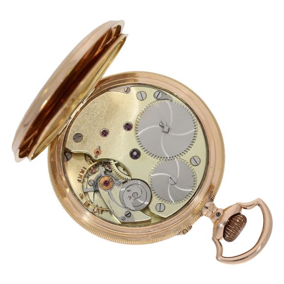 Swiss 14 carat gold anker chronometer in coined band case Circa 1900 Swiss 14 carat gold anker chronometer in coined band case Circa 1900