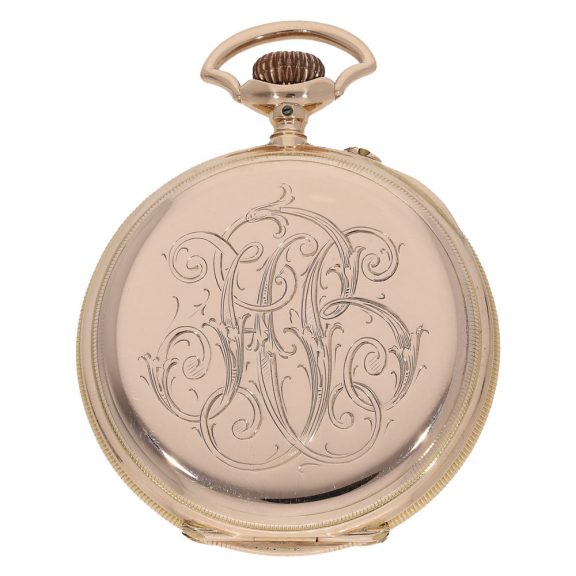 Swiss 14 carat gold anker chronometer in coined band case Circa 1900 Swiss 14 carat gold anker chronometer in coined band case Circa 1900