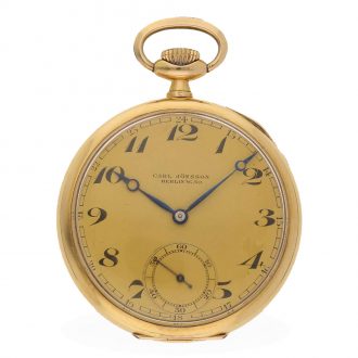 German thin 14 carat gold open faced lever pocket watch Circa 1920