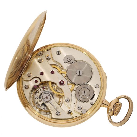 German thin 14 carat gold open faced lever pocket watch Circa 1920 German thin 14 carat gold open faced lever pocket watch Circa 1920