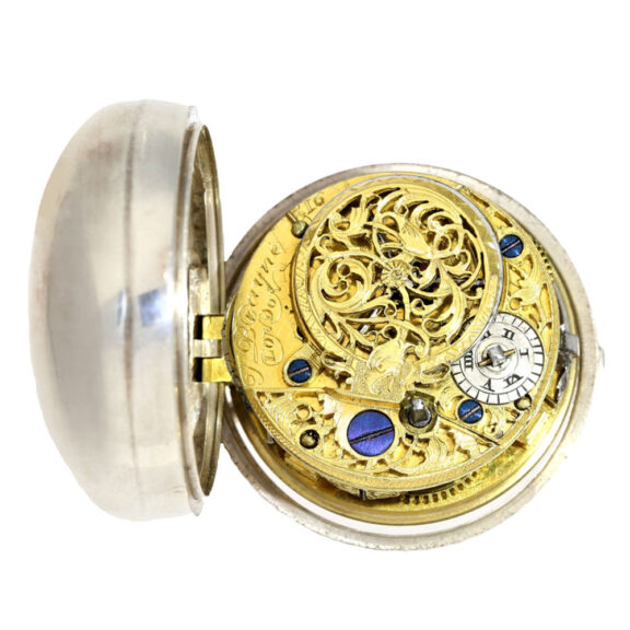 A very beautiful English silver verge pocket watch Circa 1746 A very beautiful English silver verge pocket watch Circa 1746