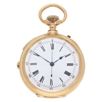 Decorated Swiss gold repeater with chronograph Circa 1890 Decorated Swiss gold repeater with chronograph Circa 1890