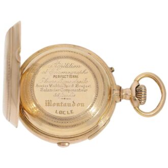 Decorated Swiss gold repeater with chronograph Circa 1890 Decorated Swiss gold repeater with chronograph Circa 1890