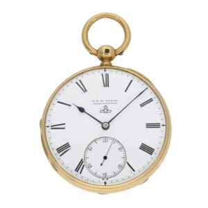 Heavy English pocket watch with a rare movement construction Circa 1868