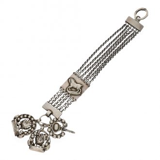 Large English repoussé pair case verge watch with chatelaine Circa 1772