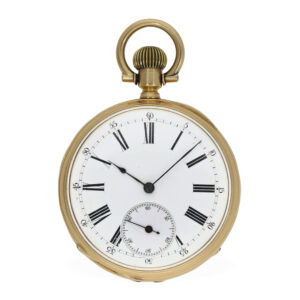 Technically interesting 18 Carat gold watch with special hand position