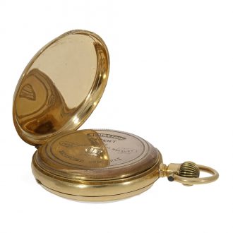 Technically interesting 18 Carat gold watch with special hand position