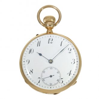 Swiss 14 carat gold watch with aristocratic coat of arms Circa 1865