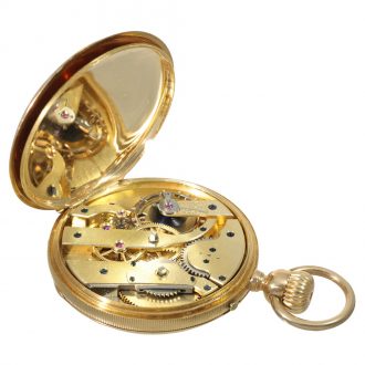 Swiss 14 carat gold watch with aristocratic coat of arms Circa 1865