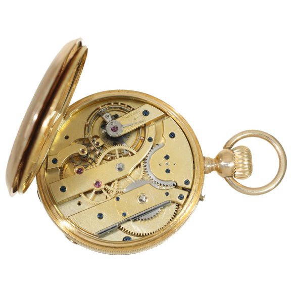 Swiss 14 carat gold watch with aristocratic coat of arms Circa 1865 Swiss 14 carat gold watch with aristocratic coat of arms Circa 1865