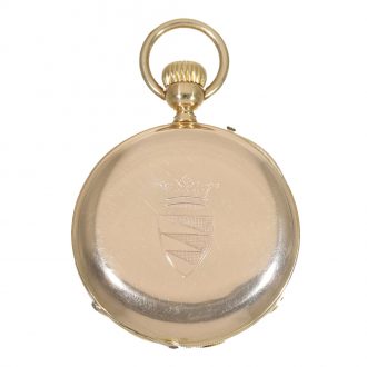 Swiss 14 carat gold watch with aristocratic coat of arms Circa 1865