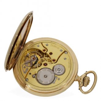 Swiss 14 carat gold full hunter case engine turned watch Circa 1920