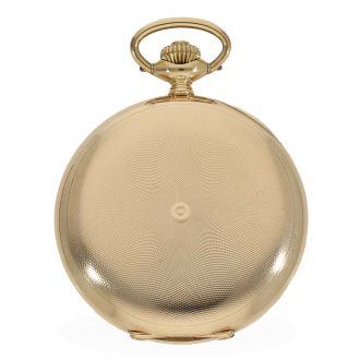 Swiss 14 carat gold full hunter case engine turned watch Circa 1920