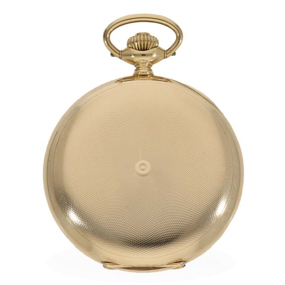 Swiss 14 carat gold full hunter case engine turned watch Circa 1920 Swiss 14 carat gold full hunter case engine turned watch Circa 1920