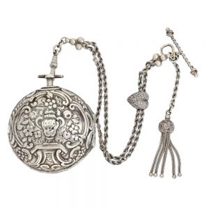 English silver Repoussé with watch chain Circa 1730