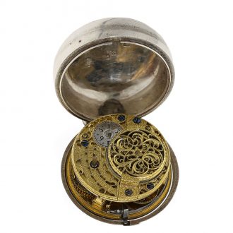 Swiss Dutch repoussé verge watch with date and chatelaine Circa 1769