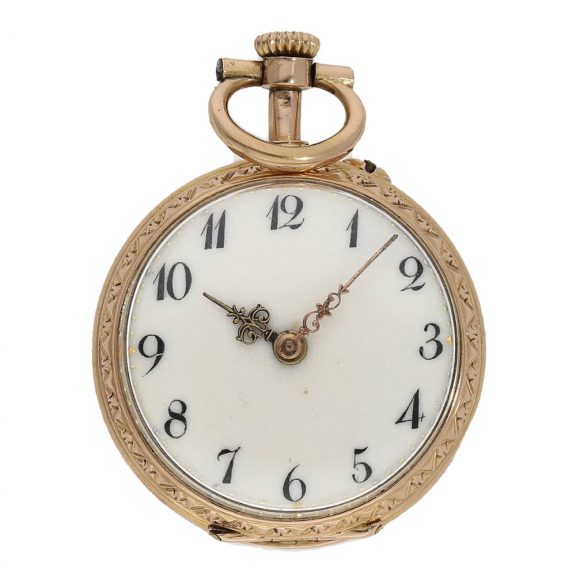 Swiss 18 carat gold beautiful miniature cylinder watch Circa 1890 Swiss 18 carat gold beautiful miniature cylinder watch Circa 1890
