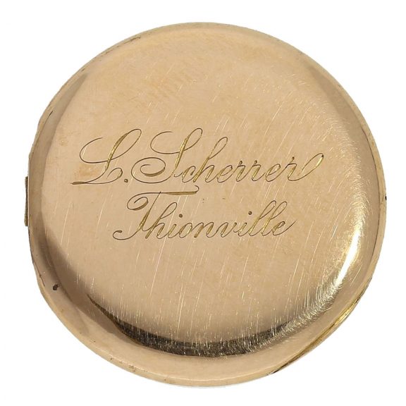 Swiss 18 carat gold beautiful miniature cylinder watch Circa 1890 Swiss 18 carat gold beautiful miniature cylinder watch Circa 1890