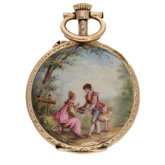Swiss 18 carat gold beautiful miniature cylinder watch Circa 1890