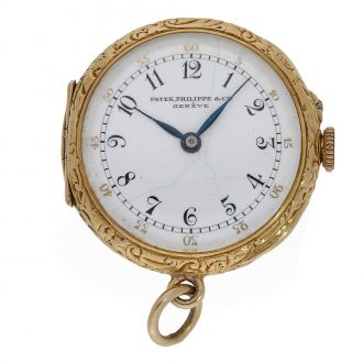 Swiss 18K gold miniature keyless lever pendant watch Circa 1900