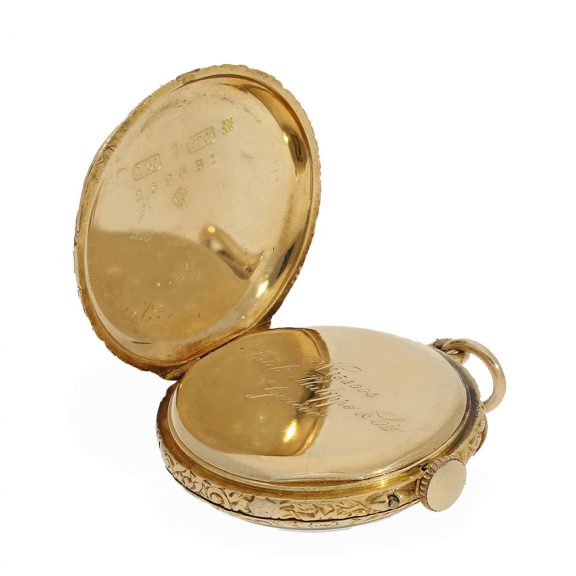 Swiss 18K gold miniature keyless lever pendant watch Circa 1900 Swiss 18K gold miniature keyless lever pendant watch Circa 1900