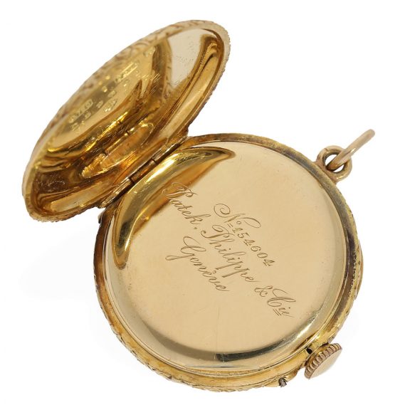 Swiss 18K gold miniature keyless lever pendant watch Circa 1900 Swiss 18K gold miniature keyless lever pendant watch Circa 1900