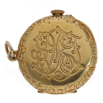 Swiss 18K gold miniature keyless lever pendant watch Circa 1900