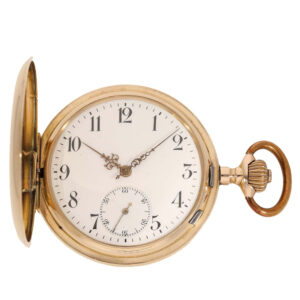 German 14K gold hunting cased precision watch Circa 1910