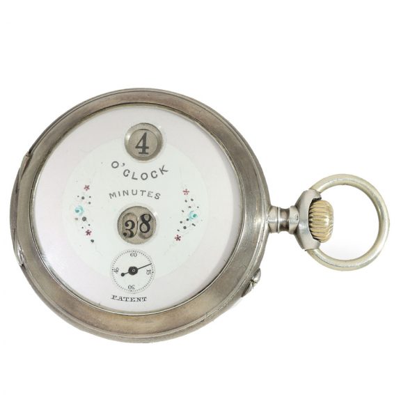 Swiss silver unusual patented digital pocket watch Circa 1890