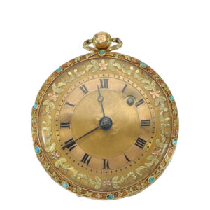 English 18 carat multi coloured gold verge watch Circa 1786