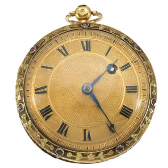 Attractive18 carat gold verge watch with stone setting Circa 1825