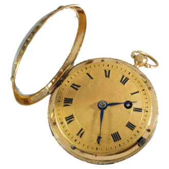 Attractive18 carat gold verge watch with stone setting Circa 1800