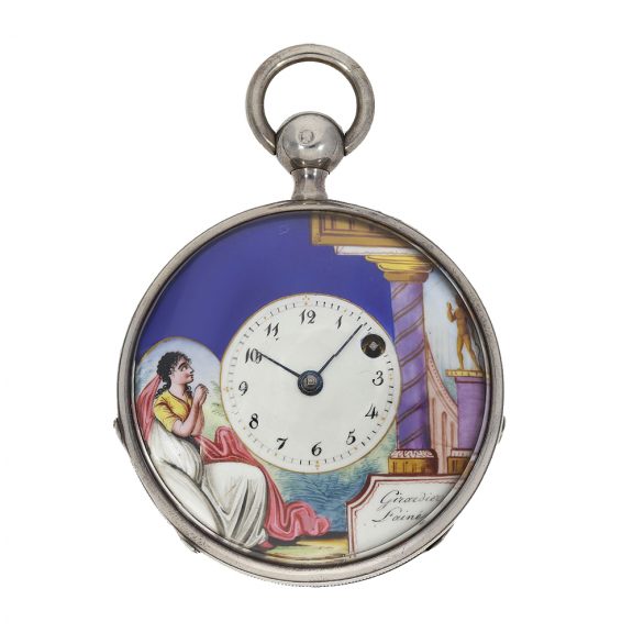 Swiss rare repeating watch with elaborate enamel painting Circa 1790