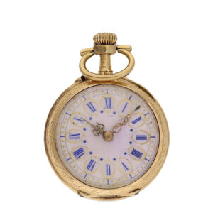 Swiss 18 carat gold and enamel Art Nouveau cylinder watch Circa 1900