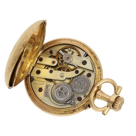 Swiss 18 carat gold and enamel Art Nouveau cylinder watch Circa 1900 Swiss 18 carat gold and enamel Art Nouveau cylinder watch Circa 1900