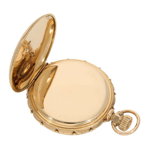 American magnificent 14K gold full hunter watch Circa 1880 American magnificent 14K gold full hunter watch Circa 1880