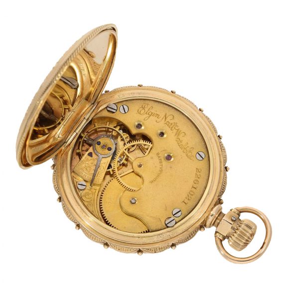 American magnificent 14K gold full hunter watch Circa 1880 American magnificent 14K gold full hunter watch Circa 1880