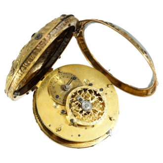 Attractive18 carat gold verge watch with stone setting Circa 1800