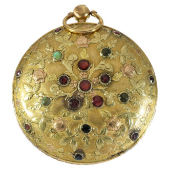 Attractive18 carat gold verge watch with stone setting Circa 1800