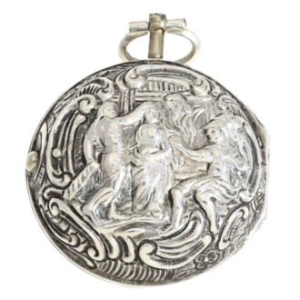 English silver repoussé pair cased verge watch Circa 1766