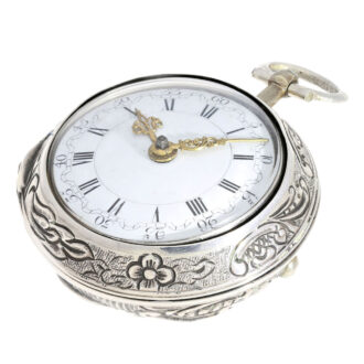 English silver repoussé pair cased verge watch Circa 1766 English silver repoussé pair cased verge watch Circa 1766