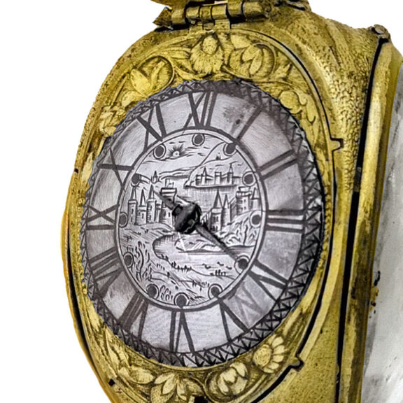 Swiss gilded bronze, rock crystal verge pendant watch Circa 1635 Swiss gilded bronze, rock crystal verge pendant watch Circa 1635