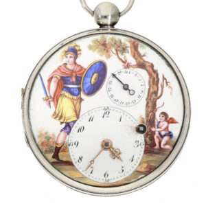 French decorative verge watch with enamel painting Circa 1790