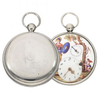 French decorative verge watch with enamel painting Circa 1790