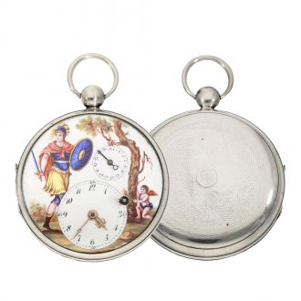 French decorative verge watch with enamel painting Circa 1790
